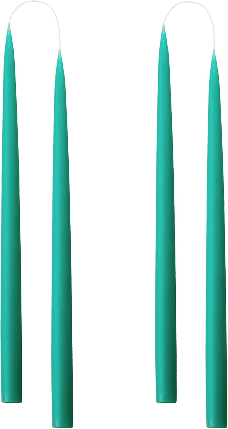 Kunstindustrien ® Taper Candles – Set of 4, 13.8" – Made in Denmark, Long Burning Candles 15h, Unscented & Smokeless Candlesticks – Elegant Tall Candles for Weddings, Dinners & Home Decor (Turquoise) - Image 1